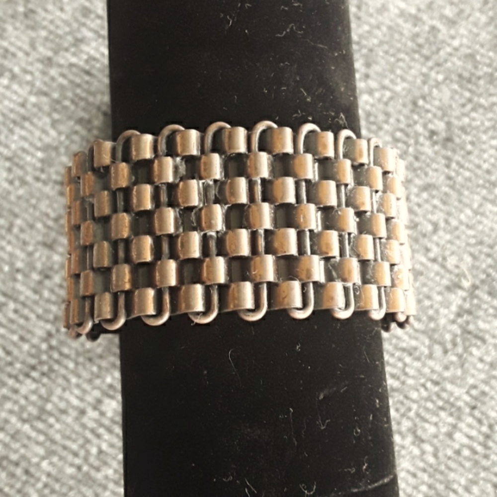 Woven copper metal cuff bracelet